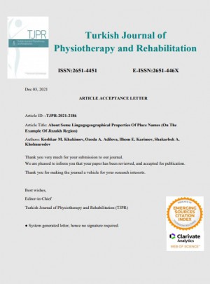 Turkish Journal Of Physiotherapy Rehabilitation-turk Fizyoterapi Ve Rehabilitasy